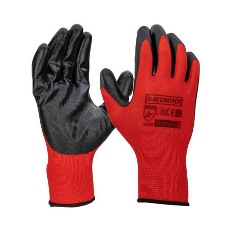 Garten-Handschuhe Einheitsgröße (rot-schwarz)